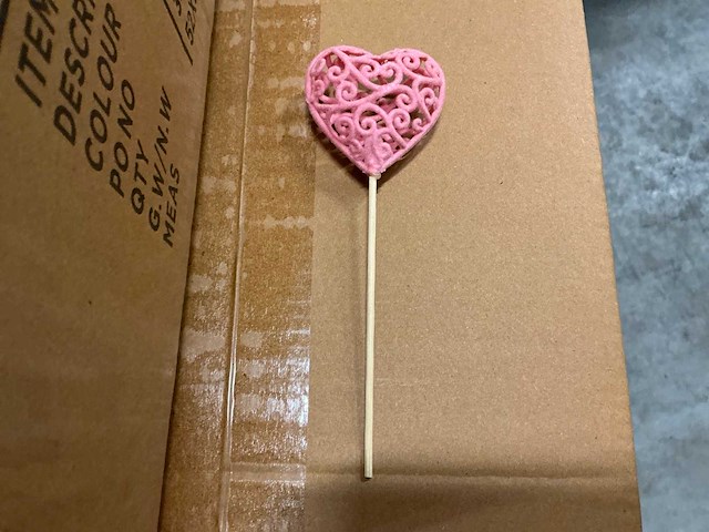 Partij pick heartroque 6cm+12cm stick pink (2020x) - afbeelding 2 van  3