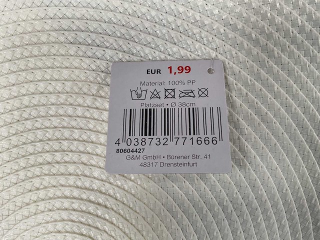 Partij placemat round 38cm, white (144x) - afbeelding 3 van  5