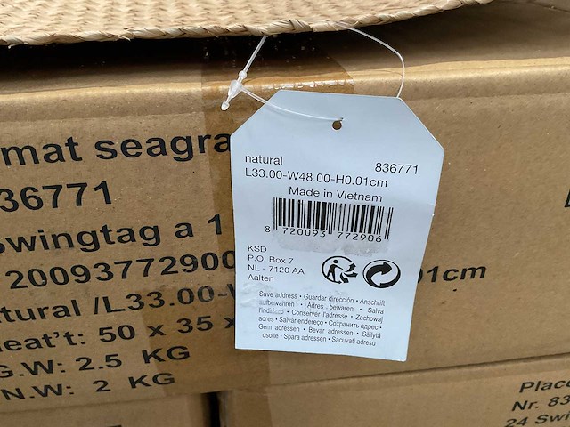 Partij placemat square 48x33cm, seagrass (140x) - afbeelding 3 van  5