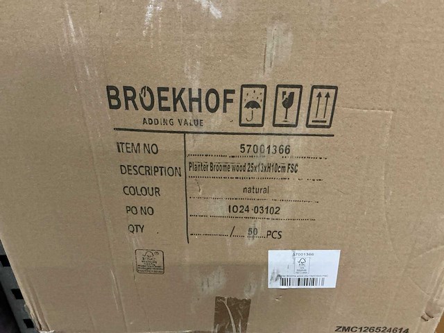 Partij planter broome wood 25x13xh10cm (200x) - afbeelding 6 van  6