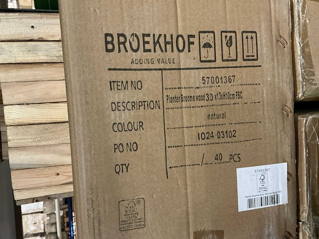 Partij planter broome wood 30x13xh10cm (240x) - afbeelding 5 van  5