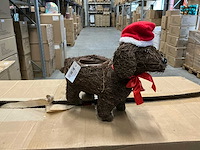 Partij planter dog with santa 35x12x28cm brown (72x) - afbeelding 2 van  6