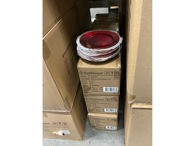 Partij plate round 20x20x2cm red (452x) - afbeelding 3 van  4