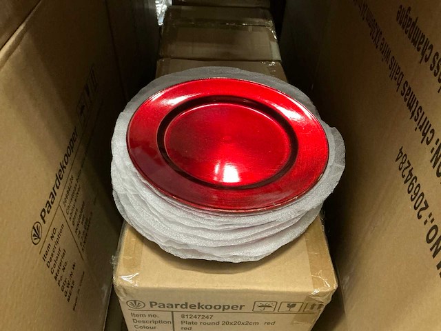 Partij plate round 20x20x2cm red (452x) - afbeelding 1 van  3