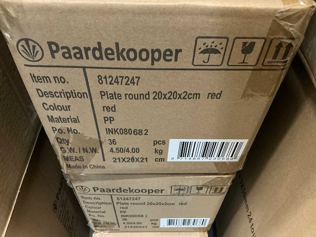 Partij plate round 20x20x2cm red (452x) - afbeelding 3 van  3