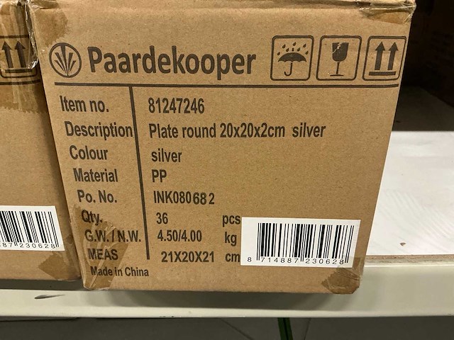 Partij plate round 20x20x2cm silver (468x) - afbeelding 3 van  3