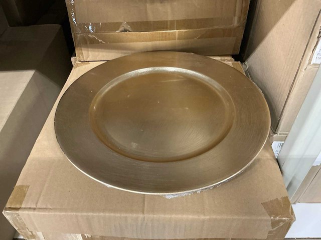 Partij plate round 33x33x2cm champagne (140x) - afbeelding 1 van  2