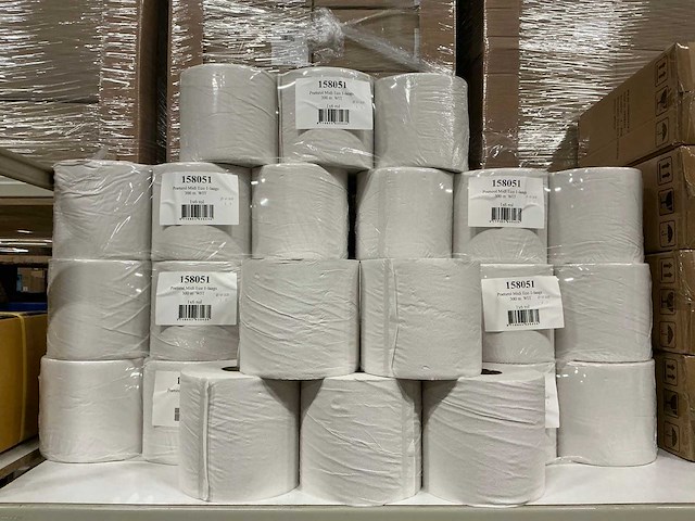 Partij poetsrollen midi eco 1-laags 300m wit (148x) - afbeelding 1 van  2