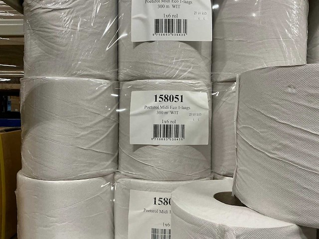 Partij poetsrollen midi eco 1-laags 300m wit (148x) - afbeelding 2 van  2