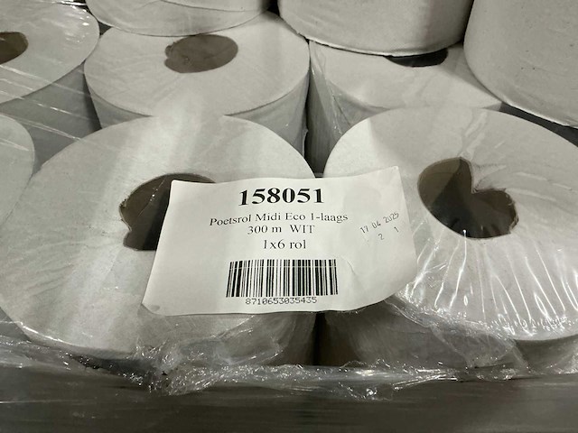 Partij poetsrollen midi eco 1-laags 300m wit (148x) - afbeelding 2 van  4