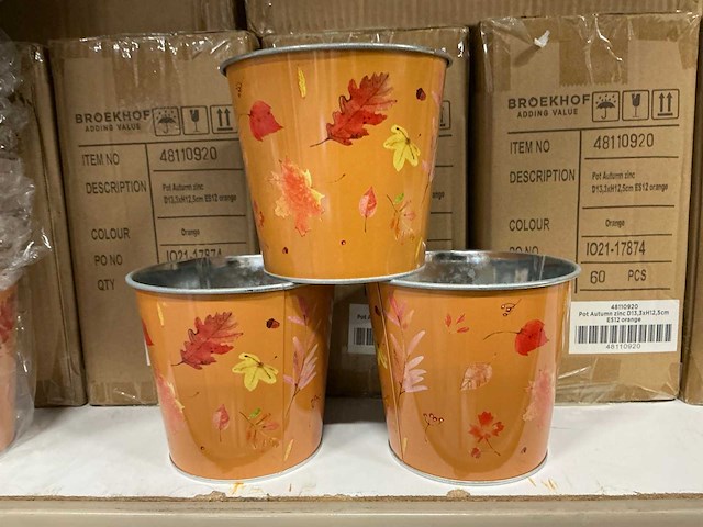 Partij pot autumn zinc d13,3xh12,5cm es12 orange (710x) - afbeelding 1 van  5