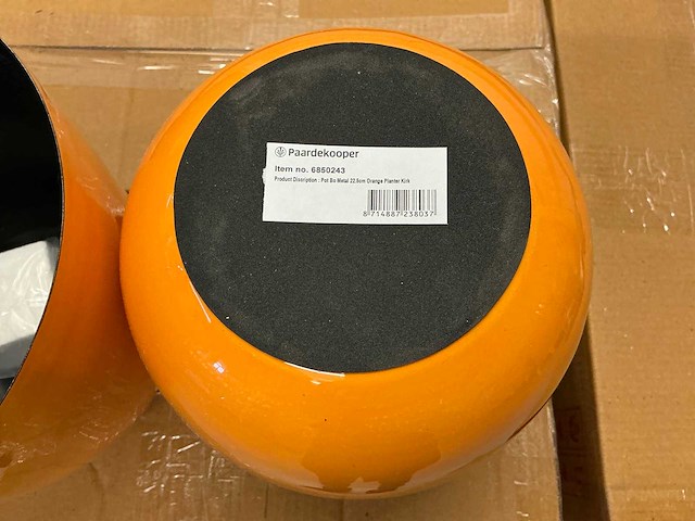 Partij pot bo metal 22.5cm orange planter kirk (48x) - afbeelding 3 van  5