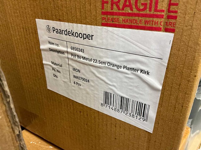 Partij pot bo metal 22.5cm orange planter kirk (48x) - afbeelding 5 van  5