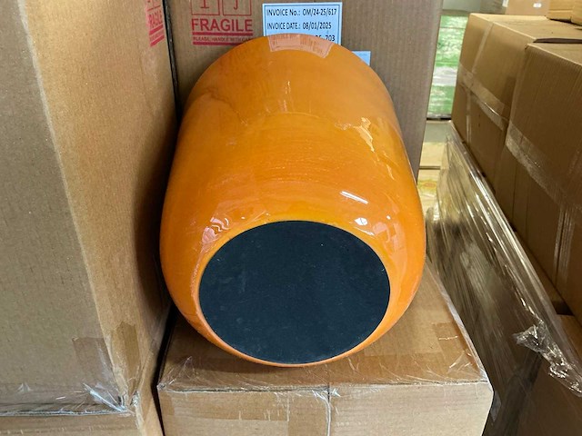 Partij pot bo metal 26cm orange planter kirk (26x) - afbeelding 1 van  2