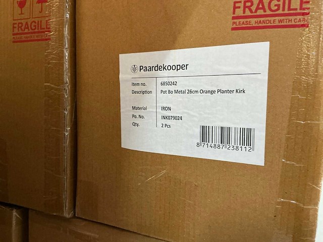 Partij pot bo metal 26cm orange planter kirk (62x) - afbeelding 5 van  5