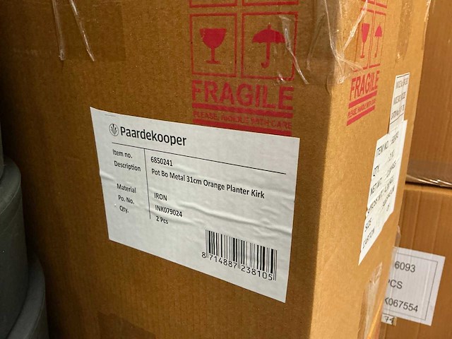 Partij pot bo metal 31cm orange planter kirk (20x) - afbeelding 5 van  5