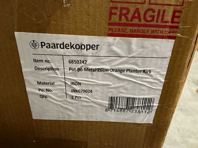 Partij pot bo metal h26cm orange planter kirk (28x) - afbeelding 4 van  4