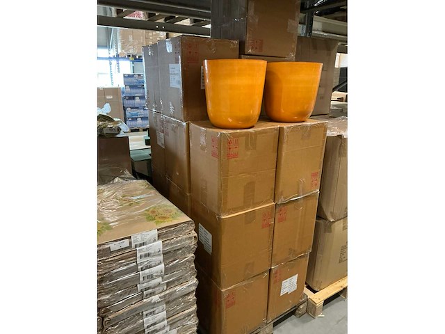 Partij pot bo metal h31cm orange planter kirk (48x) - afbeelding 4 van  5
