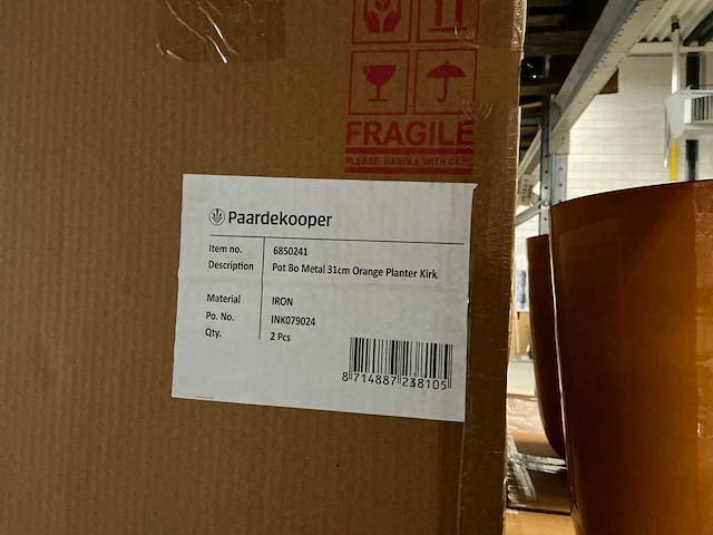 Partij pot bo metal h31cm orange planter kirk (48x) - afbeelding 5 van  5