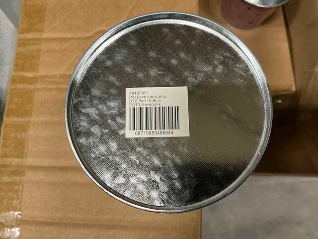 Partij pot love story zinc d12,3xh10,8cm red/pink (360x) - afbeelding 4 van  5