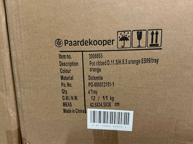 Partij pot ribbed d11,5/h8,5cm orange es99 dolomite (1080x) - afbeelding 3 van  3