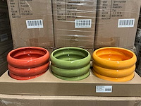 Partij pot ribbed d18/h14,5cm green/orange/yellow dolomite (162x) - afbeelding 1 van  5