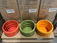 Partij pot ribbed d18/h14,5cm green/orange/yellow dolomite (162x) - afbeelding 2 van  5