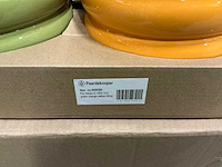 Partij pot ribbed d18/h14,5cm green/orange/yellow dolomite (162x) - afbeelding 3 van  5