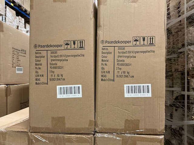 Partij pot ribbed d18/h14,5cm green/orange/yellow dolomite (216x) - afbeelding 5 van  5