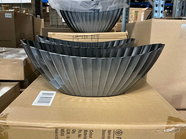 Partij pot soof plastic ribbed 36x15x14cm blue (208x) - afbeelding 1 van  3