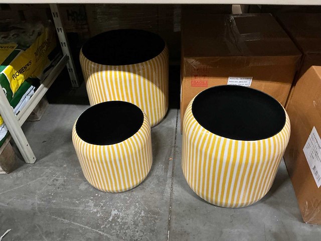 Partij pot victoria s/3 metal h36/h31/h26cm yellow (4x) - afbeelding 1 van  6