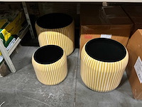 Partij pot victoria s/3 metal h36/h31/h26cm yellow (4x) - afbeelding 1 van  6