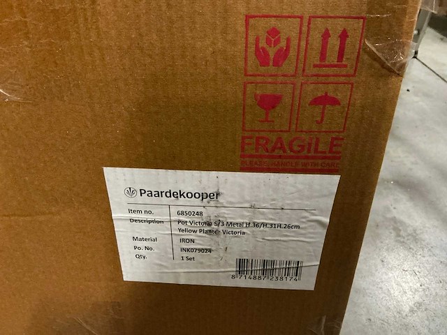 Partij pot victoria s/3 metal h36/h31/h26cm yellow (4x) - afbeelding 6 van  6