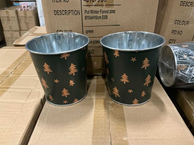 Partij pot winter forest zinc ø10xh10cm green (2160x) - afbeelding 1 van  5