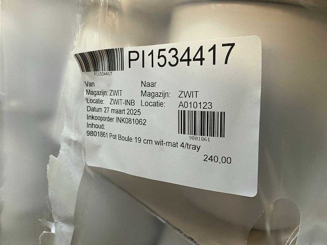 Partij potten boule 19cm wit-mat (240x) - afbeelding 3 van  5