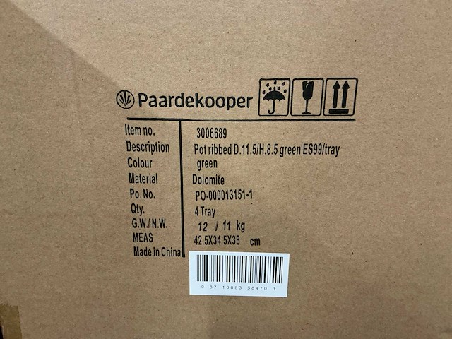 Partij potten ribbed d11,5/h8,5cm green es99/tray dolomite (504x) - afbeelding 7 van  7