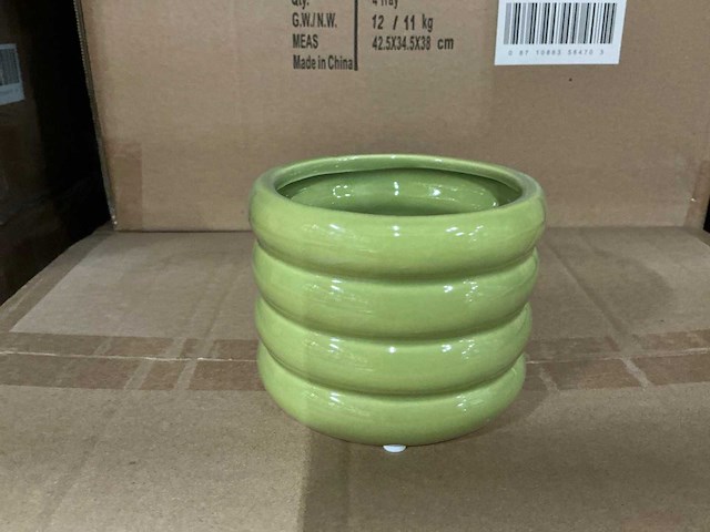 Partij potten ribbed d11,5/h8,5cm green es99/tray dolomite (900x) - afbeelding 7 van  7