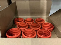 Partij potten ribbed d11,5/h8,5cm orange es99/tray dolomite (504x) - afbeelding 6 van  7