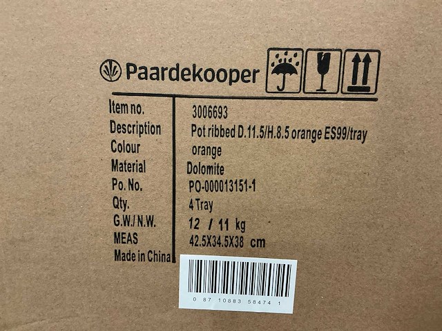 Partij potten ribbed d11,5/h8,5cm orange es99/tray dolomite (504x) - afbeelding 7 van  7