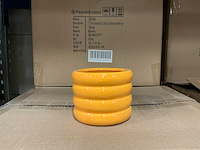 Partij potten ribbed d11,5/h8,5cm yellow es99/tray dolomite (503x) - afbeelding 1 van  6