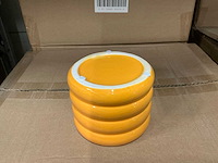 Partij potten ribbed d11,5/h8,5cm yellow es99/tray dolomite (503x) - afbeelding 4 van  6