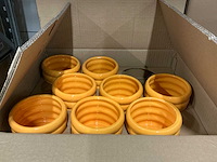 Partij potten ribbed d11,5/h8,5cm yellow es99/tray dolomite (503x) - afbeelding 5 van  6