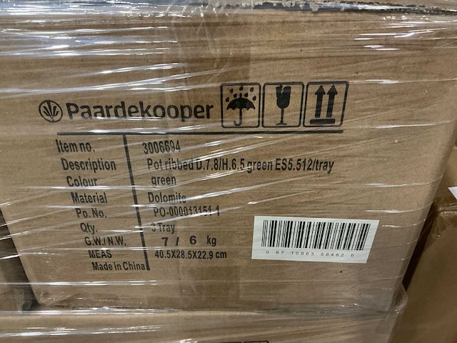Partij potten ribbed d7,8/h6,5cm green es5.512/tray dolomite (864x) - afbeelding 6 van  6