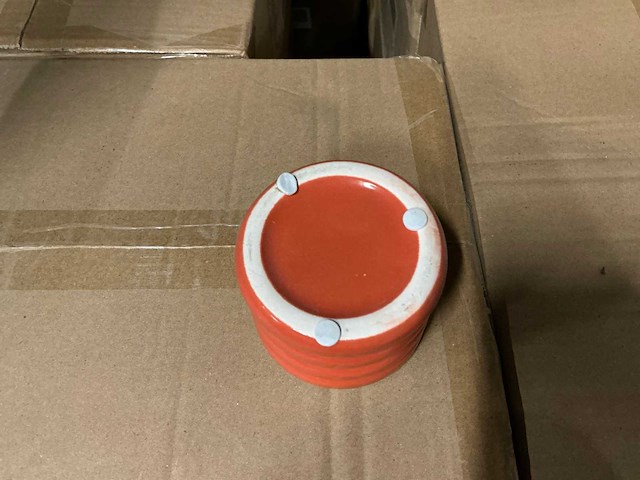 Partij potten ribbed d7,8/h6,5cm orange es5.512/tray dolomite (864x) - afbeelding 4 van  6