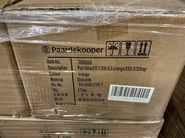 Partij potten ribbed d7,8/h6,5cm orange es5.512/tray dolomite (864x) - afbeelding 6 van  6