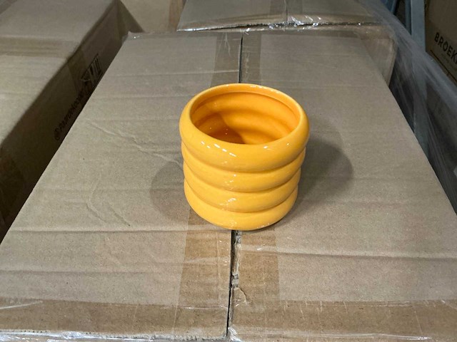 Partij potten ribbed d7,8/h6,5cm yellow es5.512/tray dolomite (864x) - afbeelding 3 van  7