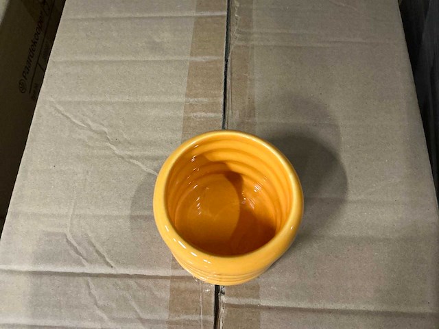 Partij potten ribbed d7,8/h6,5cm yellow es5.512/tray dolomite (864x) - afbeelding 4 van  7