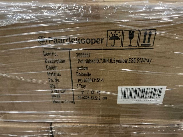 Partij potten ribbed d7,8/h6,5cm yellow es5.512/tray dolomite (864x) - afbeelding 7 van  7