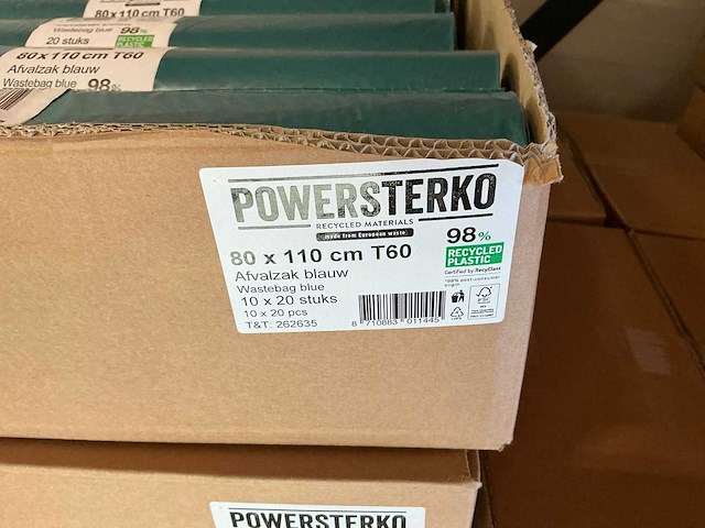 Partij powersterko 80x110cm t60 afvalzakken blauw (480x) - afbeelding 1 van  2