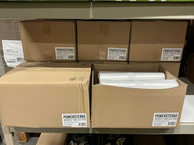 Partij powersterko afvalzakken transparant 65/28x140cm t20 (160x) - afbeelding 2 van  4